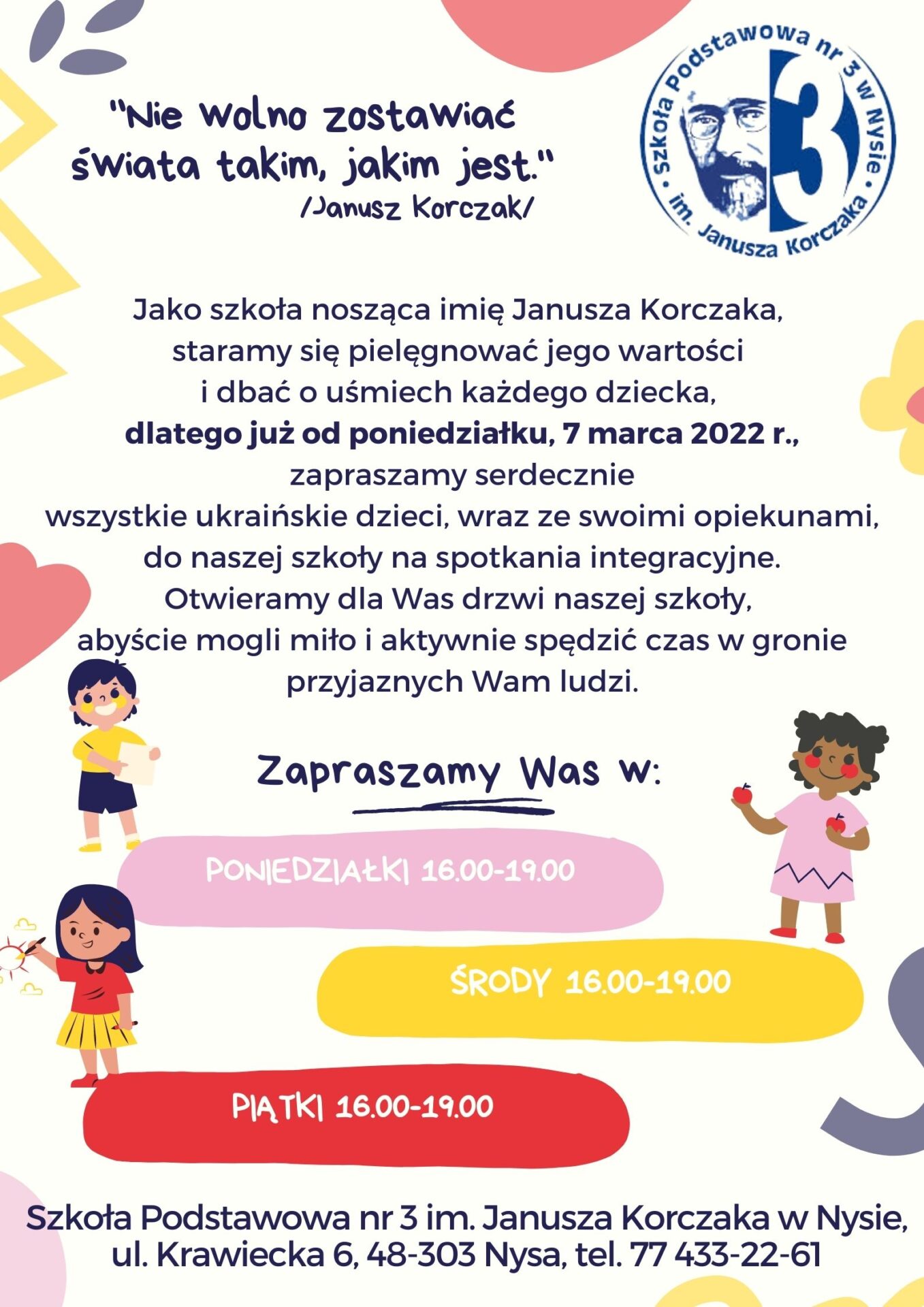SP 3 w Nysie zaprasza ukraińskie dzieci na spotkania integracyjne