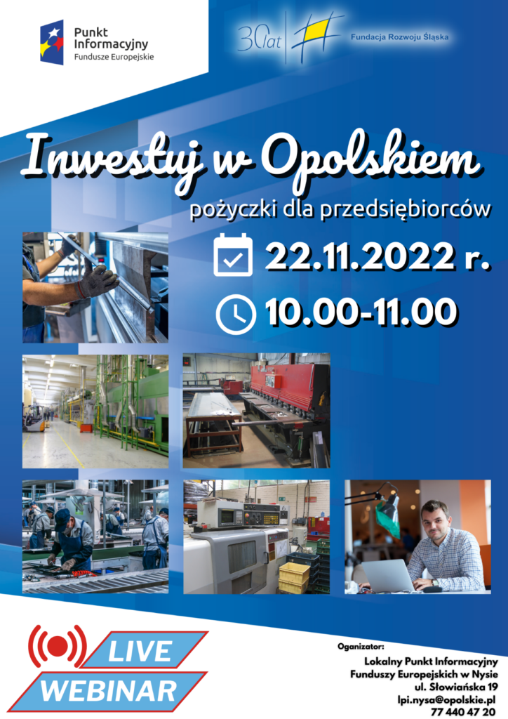 Webinarium „Inwestuj w Opolskiem × po|yczki dla przedsibiorców”