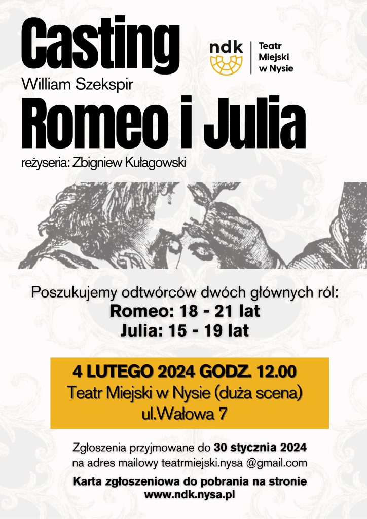 Casting do spektaklu „Romeo i Julia”